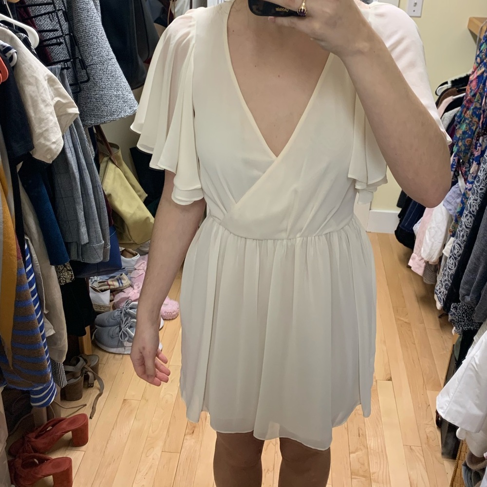 Top shop butterfly sleeve cream dress, fun back